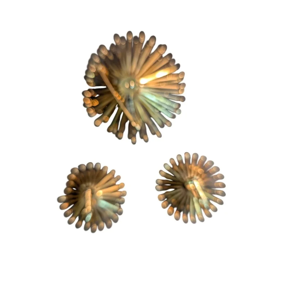 Vintage Coro Gold Tone Amber Rhinestone Sunburst Brooch and Clip Earring Set